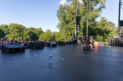 – June 20, 2022: A crowded concert at the 13th Annual Juneteenth celebration in Prospect Park Brooklyn