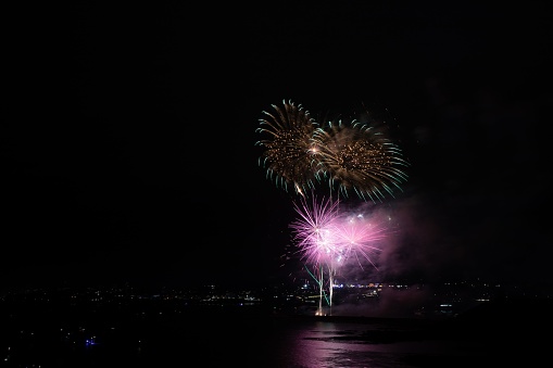 The mesmerizing view of colorful fireworks at the British firework championships in Plymouth, Devon