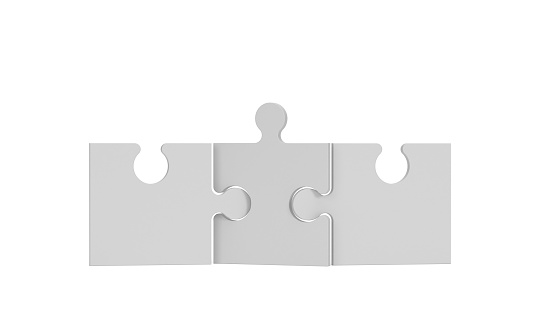 3 Puzzle Pieces On White Background
