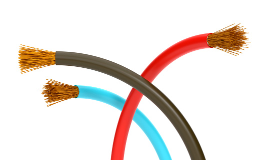 Electrical power cables On White Background