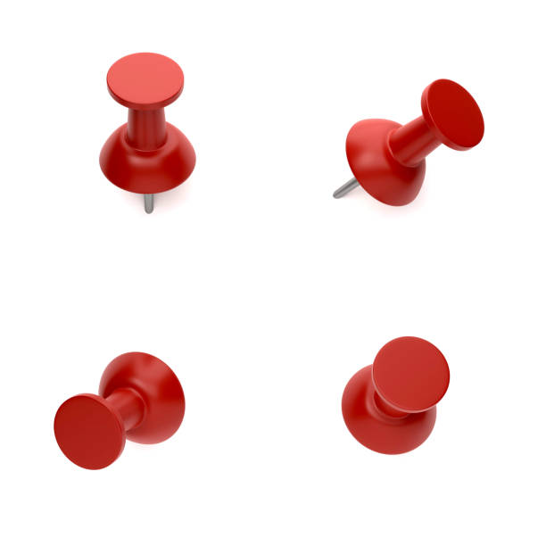 red push pins on white background - tachinha imagens e fotografias de stock