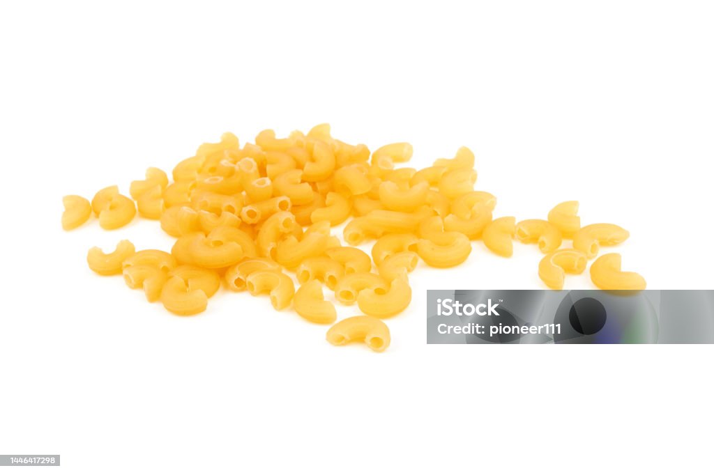 Elbow macaroni isolated Elbow macaroni isolated on a white background Macaroni Stock Photo