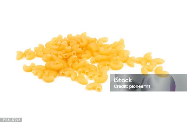 Elbow Macaroni Isolated Stock Photo - Download Image Now - Macaroni, Backgrounds, Boiling