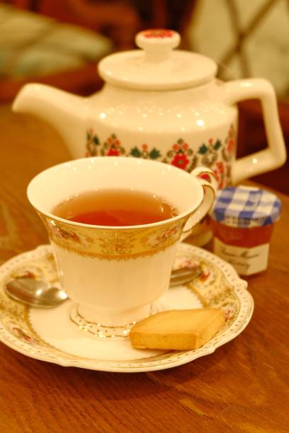 istock Closeup of a cup of tea on a table 1446418623