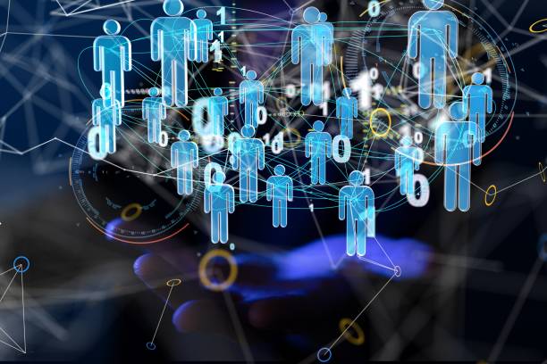 istock 3D concept of a man presenting about social connections 1446418926