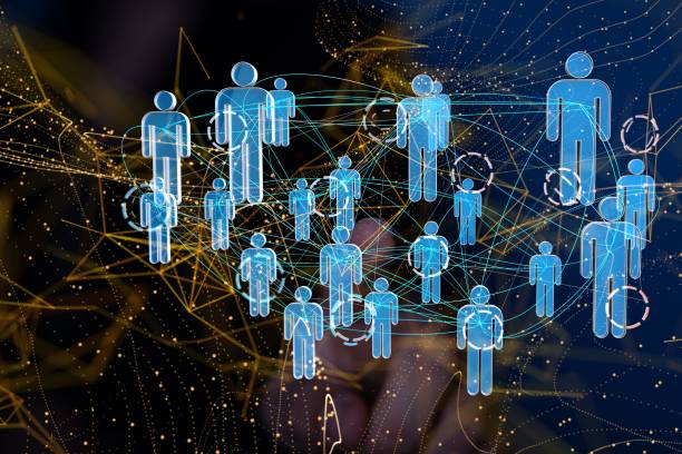 istock 3D concept of a man presenting about social connections 1446418932