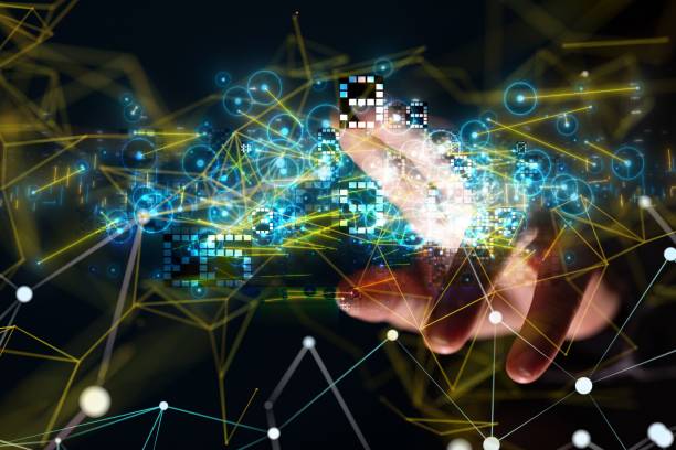 istock 3D illustration of global network blockchain with fingers tapping 1446419665
