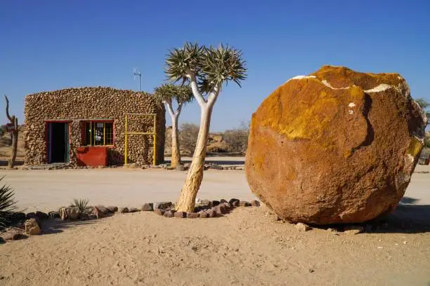 Photo of Landscape of a rural building in the Spitzkoppe granite peaks in Namibia