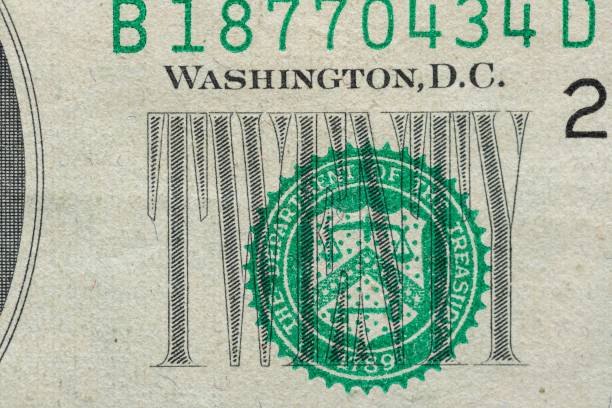 istock Closeup of a 20 American dollar banknote 1446424276