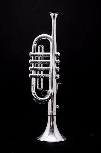 Close-up of a Trumpet on Black Background