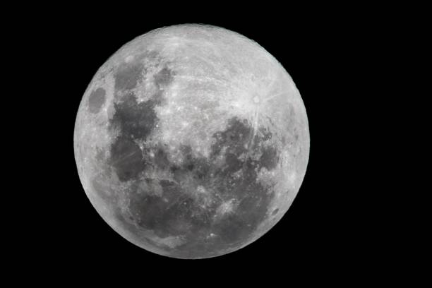 istock Grayscale view of full moon with back background 1446424755