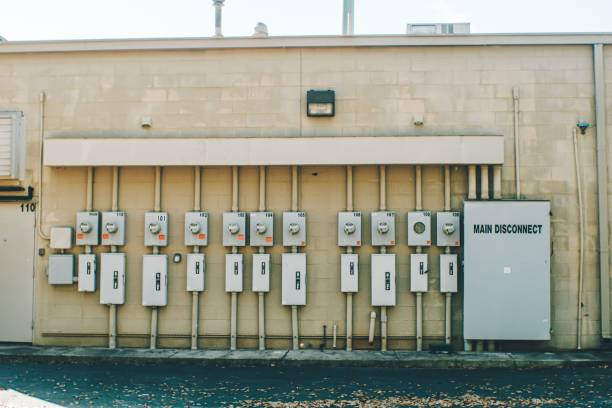 istock Exterior view of a power box on a wall in daylight 1446425582