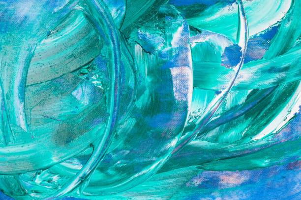 istock Turquoise, blue and white oil paint texture - marine background 1446426958