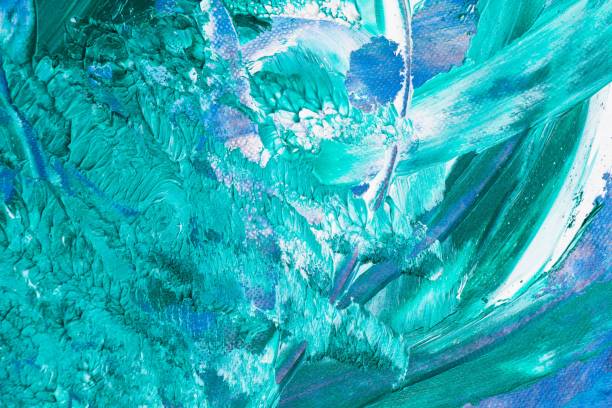 istock Turquoise, blue and white oil paint texture - marine background 1446426959