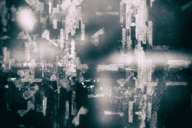 istock Old Transparent Tapes on Grunge Glass Window Background. 1446428448