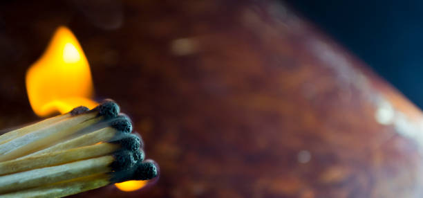 istock Matches are not toys, on a brown background. 1446431799
