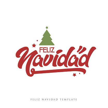 Spanish Merry xmas lettering - Feliz Navidad on background vector stock illustration. Christmas lettering.