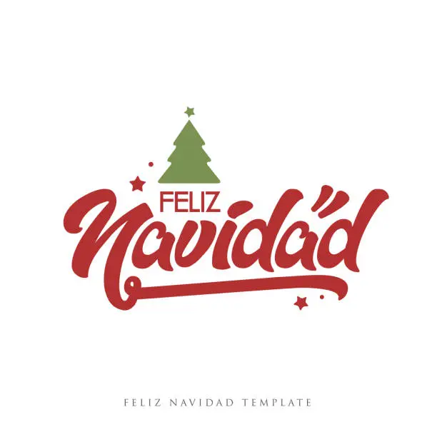 Vector illustration of Spanish Merry xmas lettering - Feliz Navidad on background vector stock illustration. Christmas lettering.