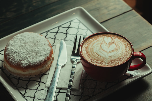 donuts with cafe latte close up