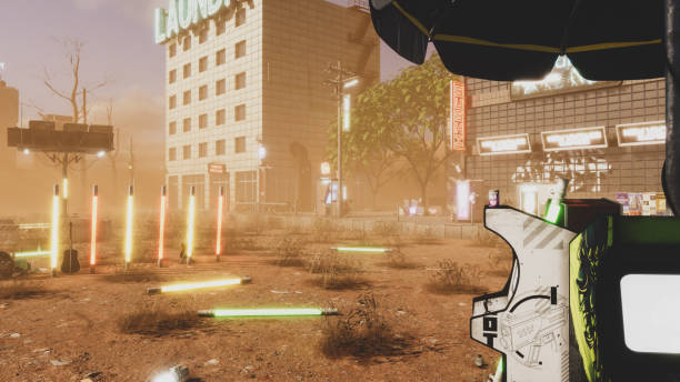 istock Cybernetic desert city, landscape of an immersive virtual environment. Using 3D rendering technology to create a virtual world. 3d rendering 1446441457