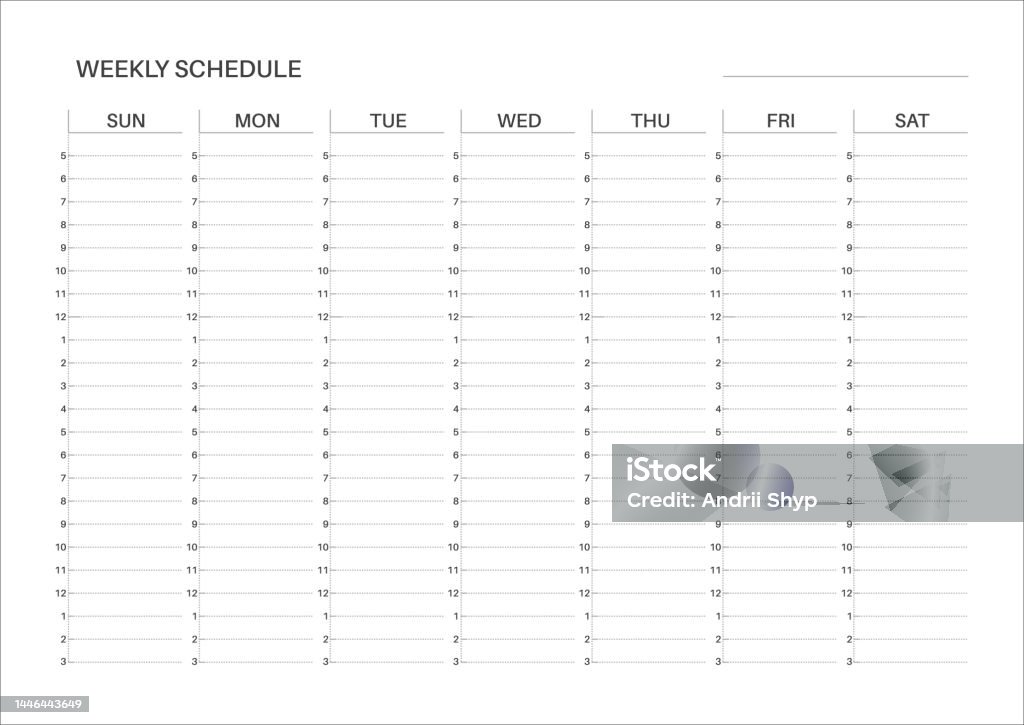 Week Beginning Weekly Printable Planner Weekly Schedule Template Sunday Start Stock ...