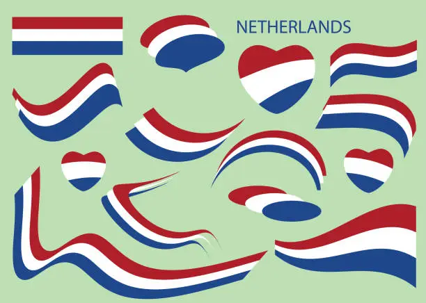 Vector illustration of flag of Netherlands - vector design elements
