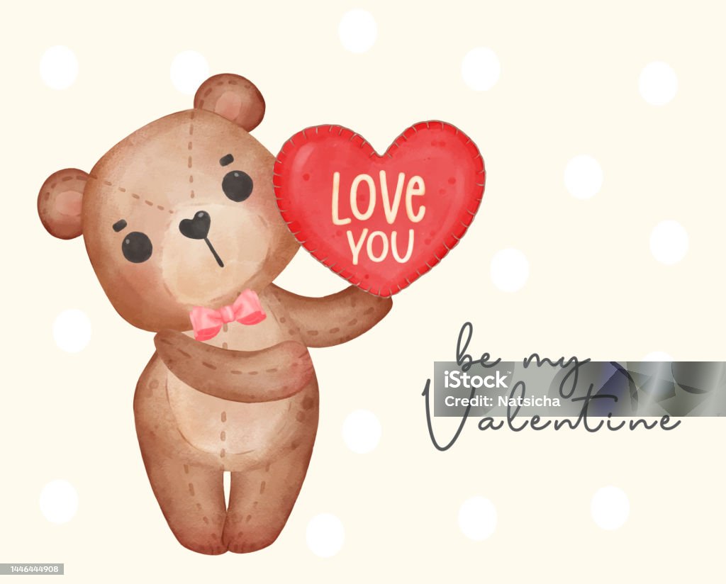 Dễ Thương Quý Ông Gấu Bông Nâu Giữ Gối Trái Tim Màu Đỏ Be My ...