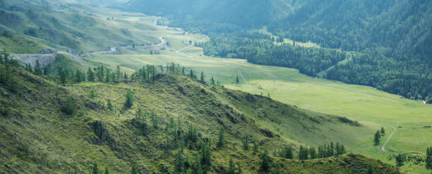 istock The road descends into the mountain valley, morning light, panoramic 1446446421