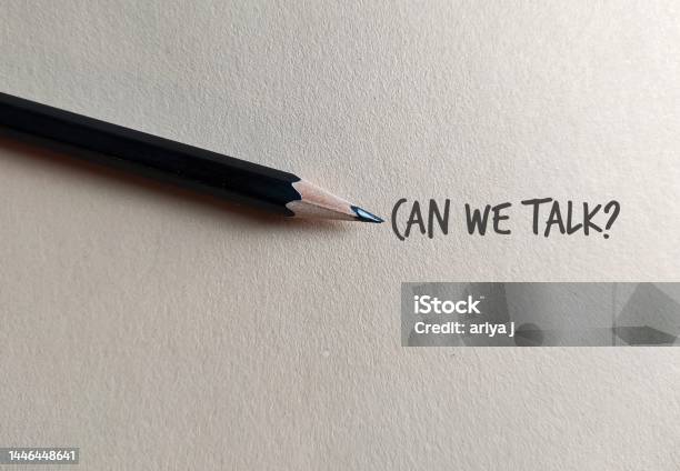 Pencil On Copy Space Craft Paper With Text Written Can We Talk Concept Of Boss Manager Partners Or Friends Approach To Have A Serious Talk Or Difficult Conversation To Solve Conflicts Or Relationship Issues Stock Photo - Download Image Now