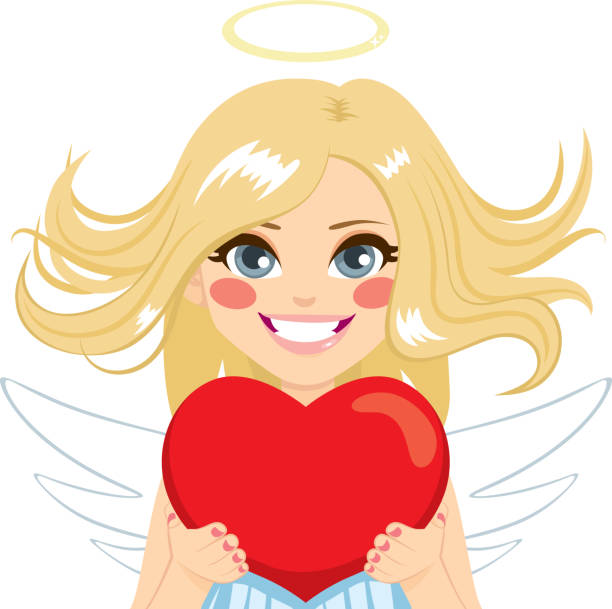 ангел с сердцем - cupid love red affectionate stock illustrations