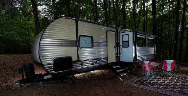 istock Overcast evening at a travel trailer campsite 1446451322