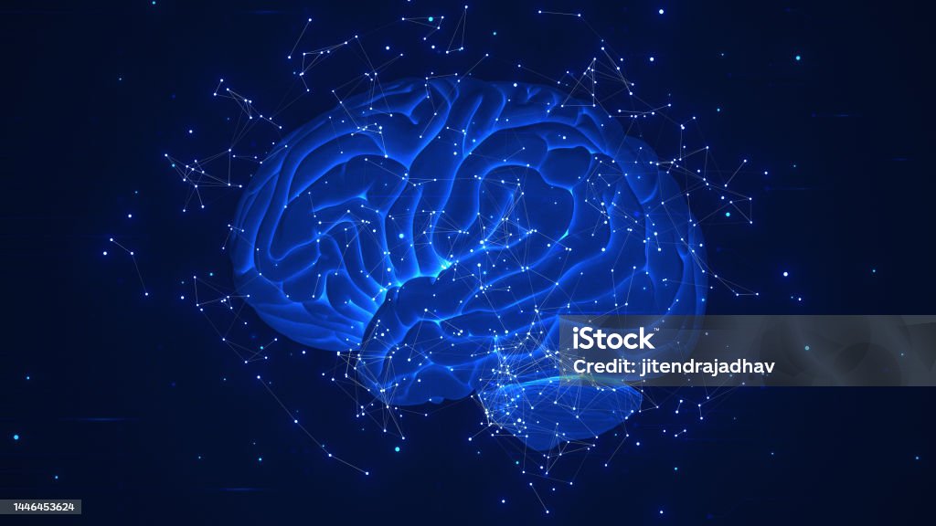 Artificial intelligenc and human brain Nerve Cell Stock Photo