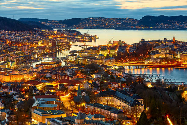 istock Bergen city at dusk 1446457150