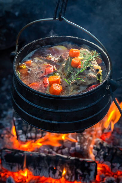 istock Delicious and hot hunter's stew with herbs and vegetables. 1446457225