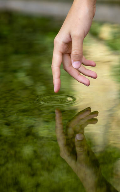 istock Reflection of a hand on the water 1446461141