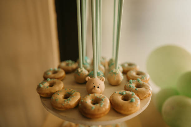 istock Close-up shot of doughnuts on cake stand 1446464362