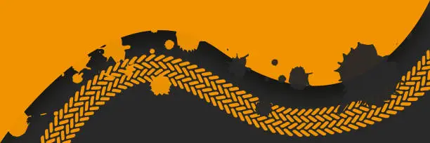 Vector illustration of The concept of the speed of movement and victory in a realistic style.Abstract racing speed background with tire prints on the track.