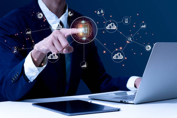 istock Change management in digital transformation and IoT technology Big data and business process strategy, operation automation, customer service management, cloud computing, smart industry examples. 1446467553