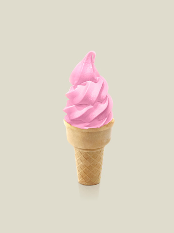 Ice cream cone on beige background