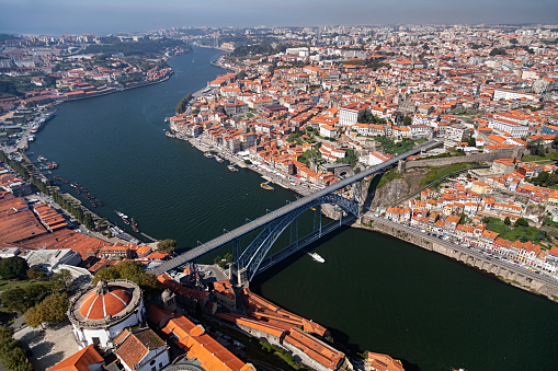 Porto and Dom Luis I Bridge aerial