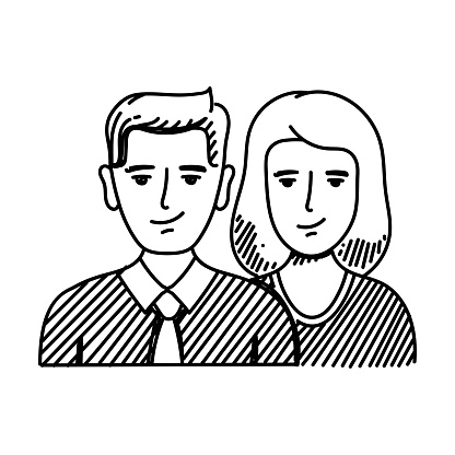 Customers Line icon, Sketch Design, Pixel perfect, Editable stroke. Women, Men, Businessman, Businesswoman.