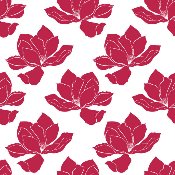 viva magenta color of the year 2023 pattern with magnolia . - viva magenta 幅插畫檔、美工圖案、卡通及圖標