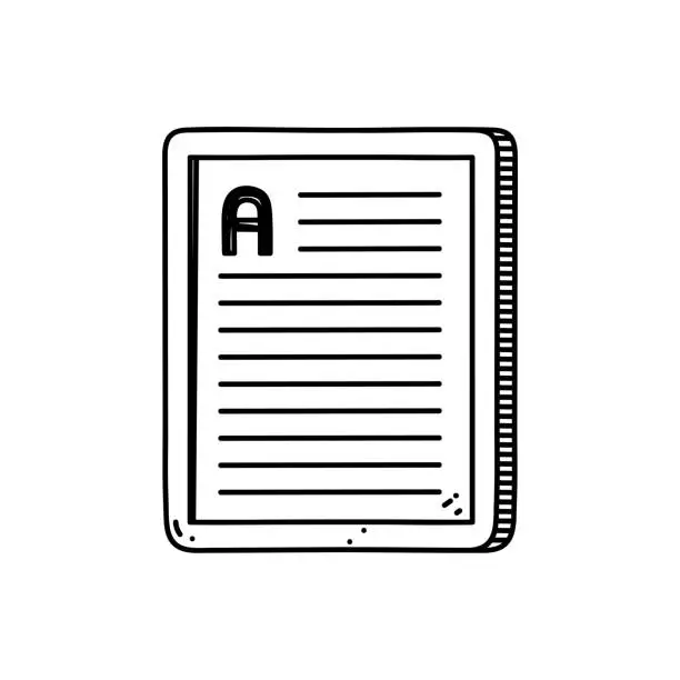 Vector illustration of E-Book Line icon, Sketch Design, Pixel perfect, Editable stroke. E-Learning, Education, Book, E-Reader.