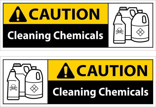 istock Caution Sign Cleaning Chemicals Sign On White Background 1446475835