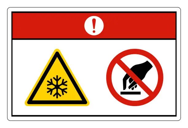 Vector illustration of Danger Extremely Cold Surface Do Not Touch Symbol Sign On White Background