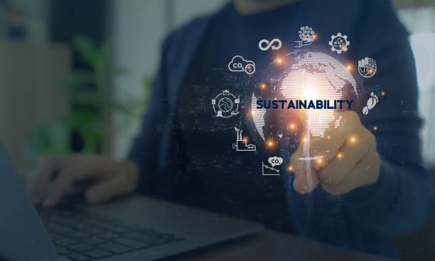 istock Growing sustainability. LCA-Life cycle assessment concept. Assessing environmental impacts associated on value chain product. Carbon footprint evaluation. ISO LCA standard, aim to limit climate change 1446476754