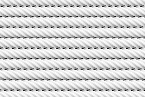 White rope stacking in horizontal pattern background, abstract texture background, 3d rendering