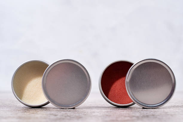 istock colorful lip balms in round tin cases , mockup design 1446479228