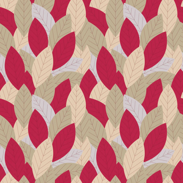 나뭇잎이있는 패턴 비바 마젠타 2023 년의 색상. - viva magenta stock illustrations