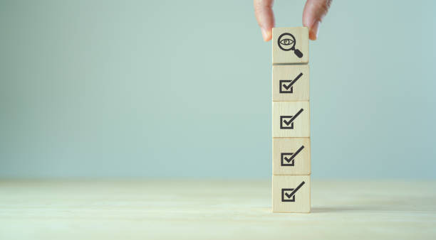 istock Performance appraisal in HRM concept. Corporate regulatory and compliance. Quality control management, ISO certification. Product, service quality warranty. Checklist survey and assessment process. 1446481332